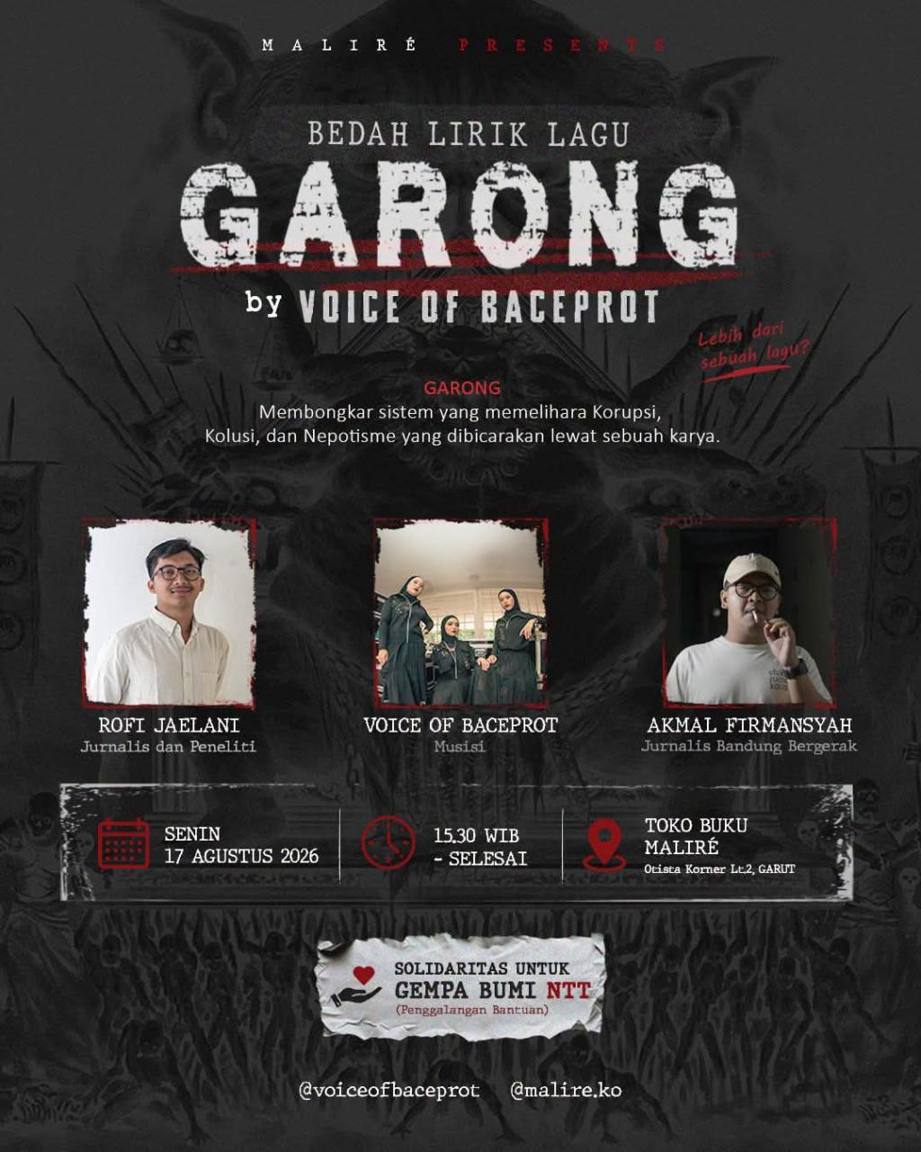 Hari ini, “GARONG” Dikuliti: Membongkar Sistem yang Memelihara Korupsi