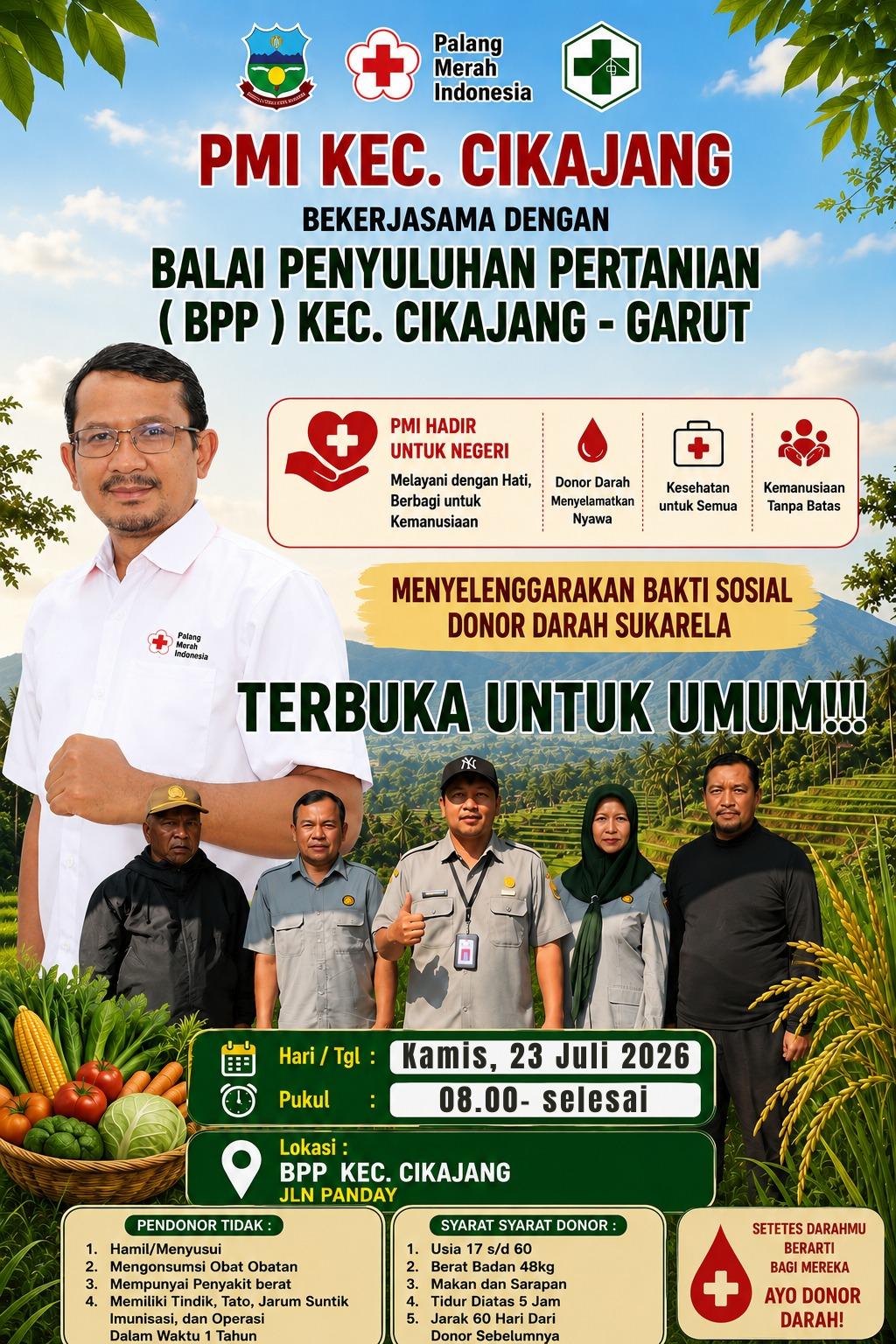 Besok, PMI Cikajang Gelar Donor Darah Sukarela Bersama BPP Garut